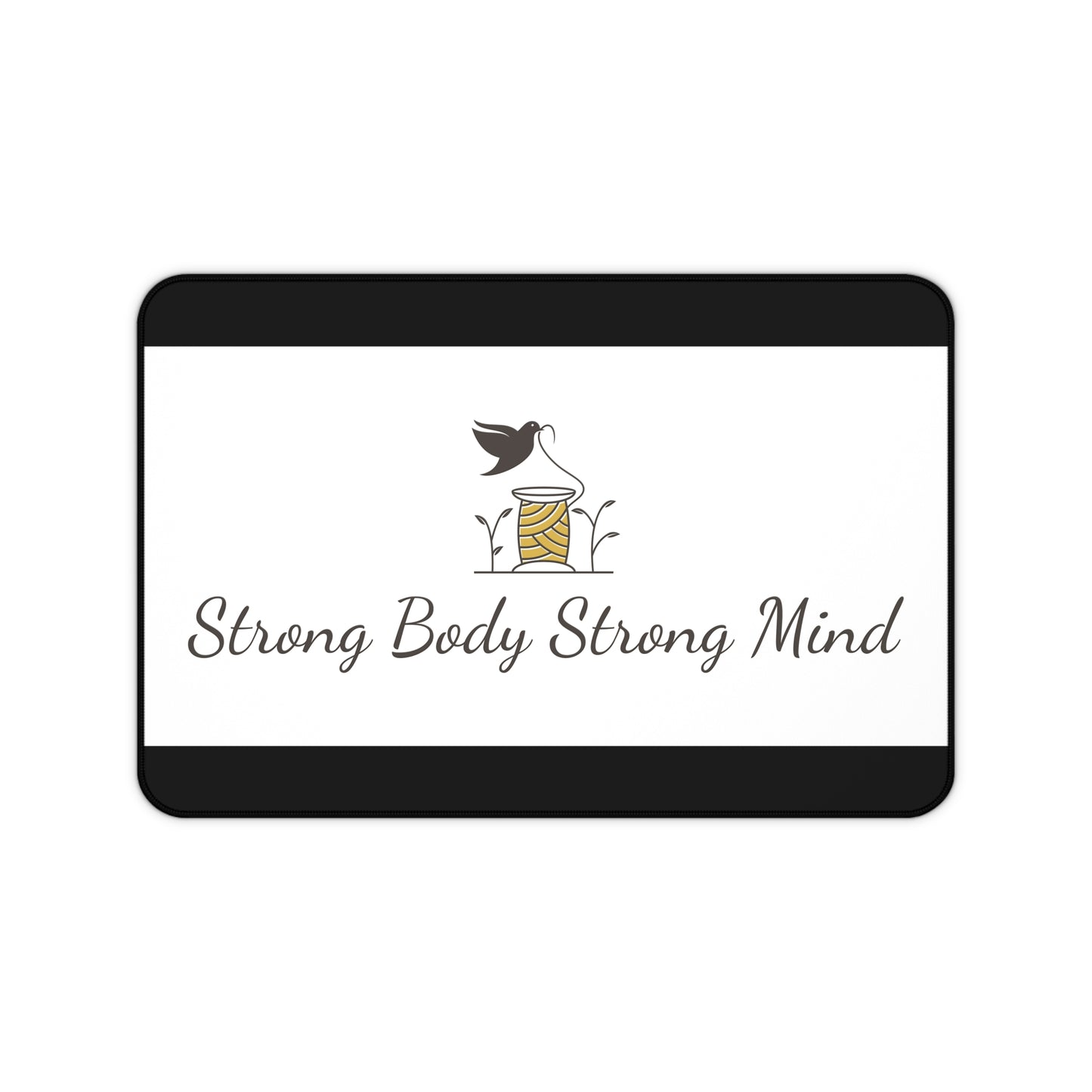 Strong Body Strong Mind Desk Mat - Motivational Workspace Decor, Office Accessory, Gift for Students, Home Office, Fitness Enthusiasts