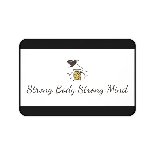 Strong Body Strong Mind Desk Mat - Motivational Workspace Decor, Office Accessory, Gift for Students, Home Office, Fitness Enthusiasts