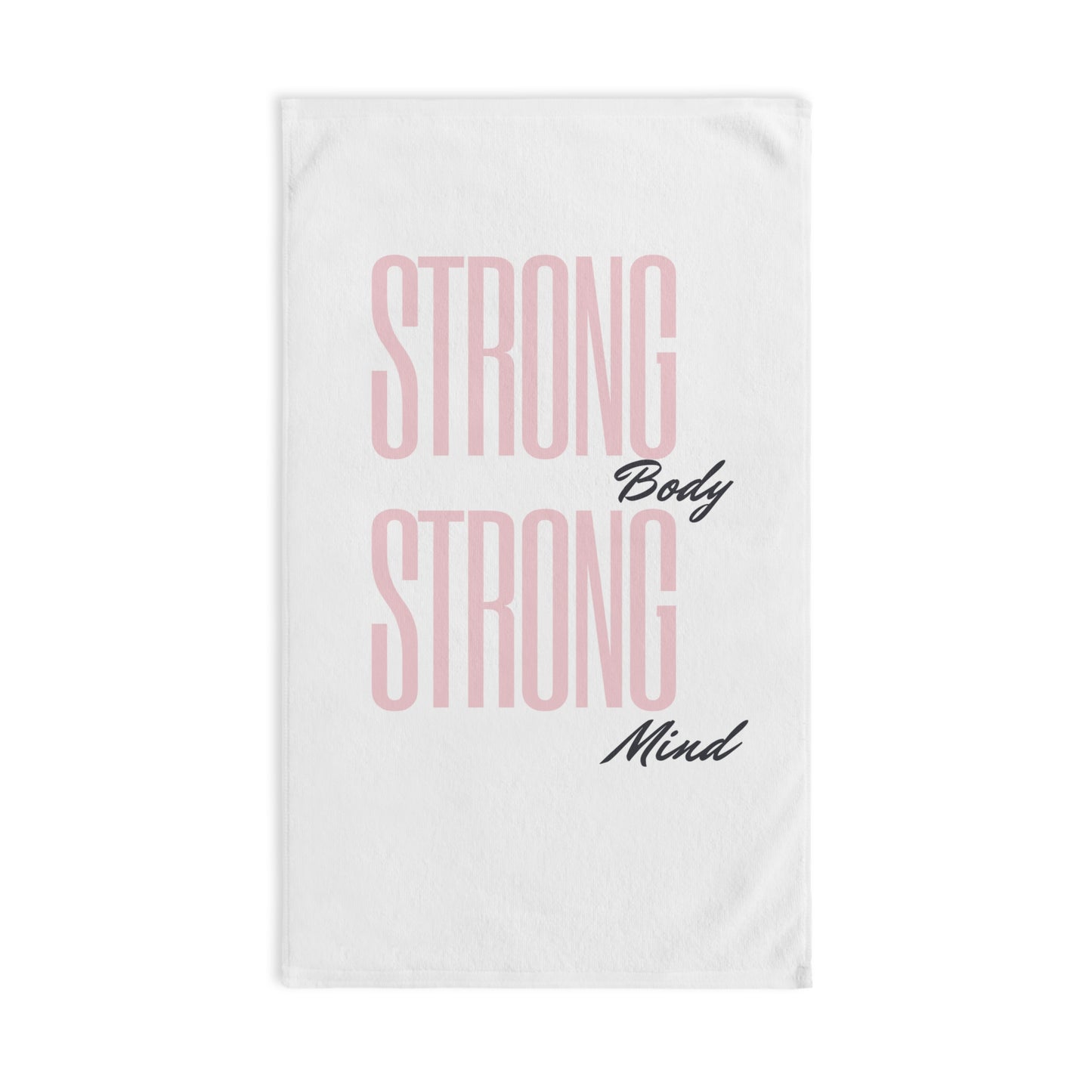 Motivational Hand Towel - Strong Body Strong Mind, Home Gym Decor, Fitness Gift, Unique Bathroom Towel, Positive Affirmation Towel