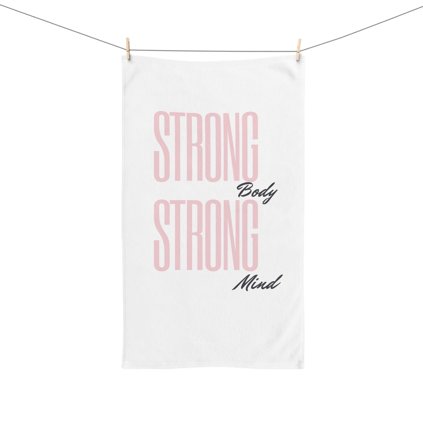 Motivational Hand Towel - Strong Body Strong Mind, Home Gym Decor, Fitness Gift, Unique Bathroom Towel, Positive Affirmation Towel
